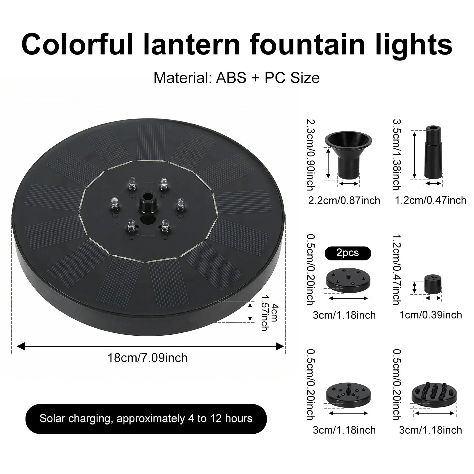 Solar Fountain Pump with LED Lights