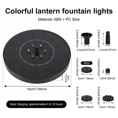 Solar Fountain Pump with LED Lights