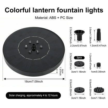 Solar Fountain Pump with LED Lights