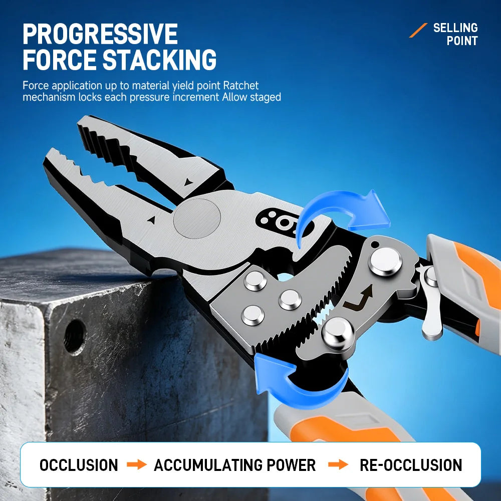 Self-Locking Ratchet Wire Cutter Pliers