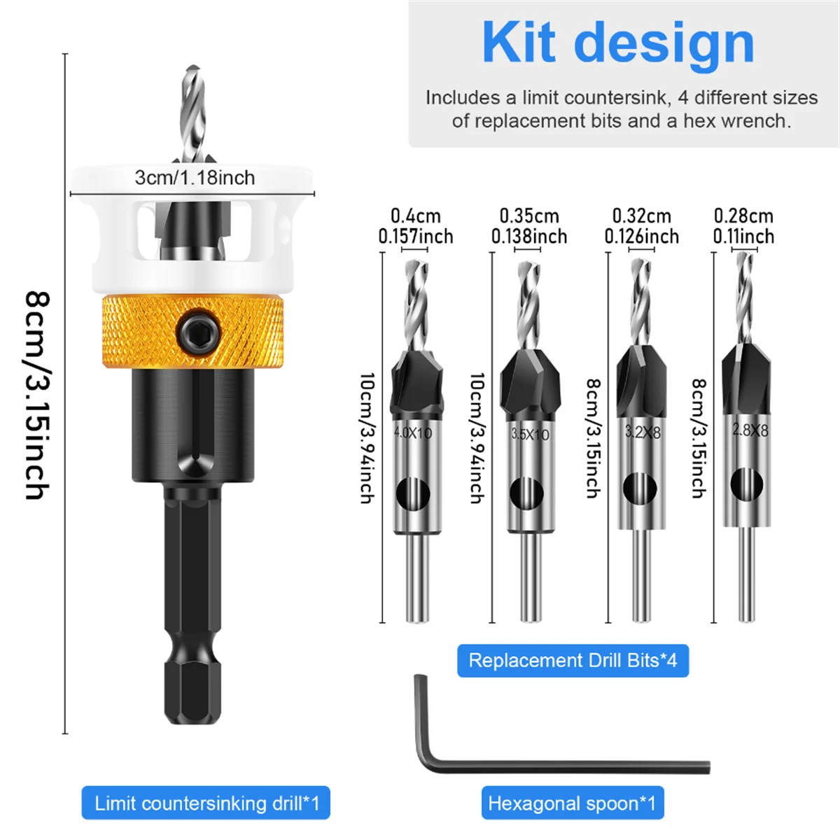 Adjustable Countersink Drill Bit