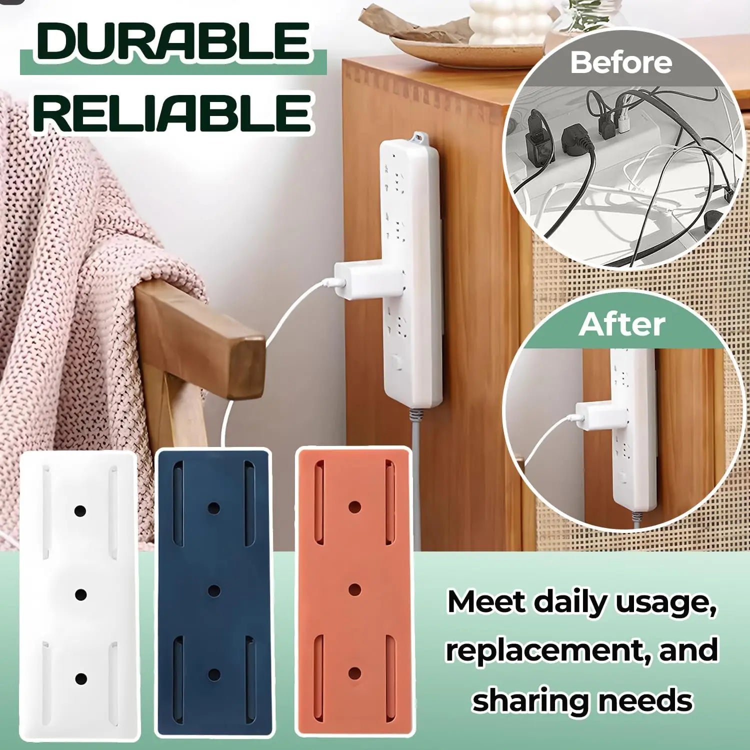 Self-Adhesive Power Strip Holder
