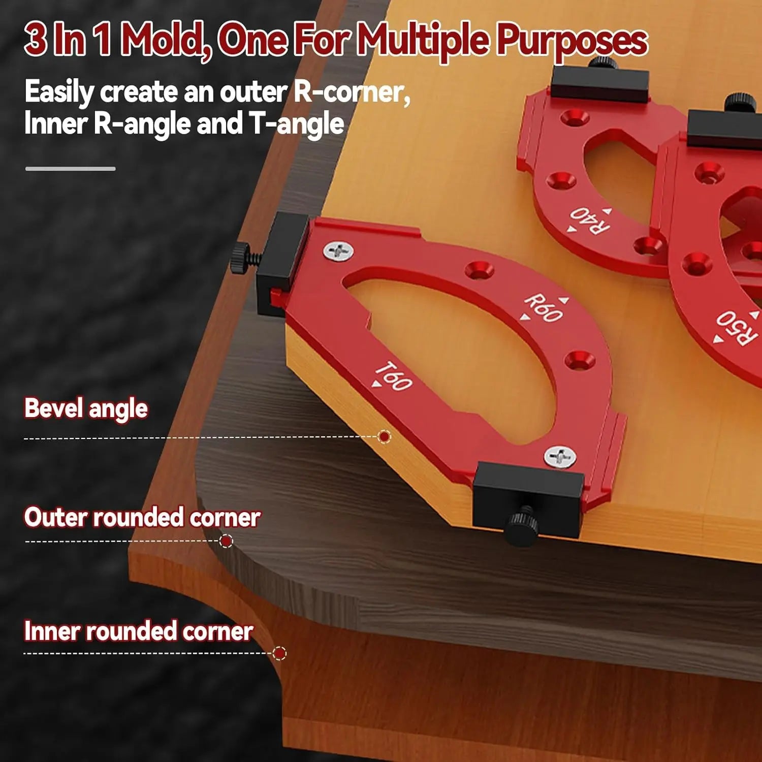 Aluminum Corner Radius Jig Router Template for Woodworking