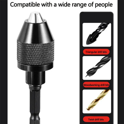 1/4" Hex Shank Keyless Drill Chuck Adapter (0.3mm–6.5mm Clamping Range)