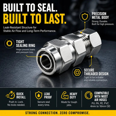 Heavy-Duty Push-to-Connect Pneumatic Air Line Fittings