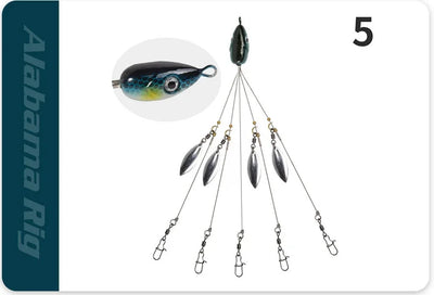 5-Arm Alabama Umbrella Rig Fishing Lure Set