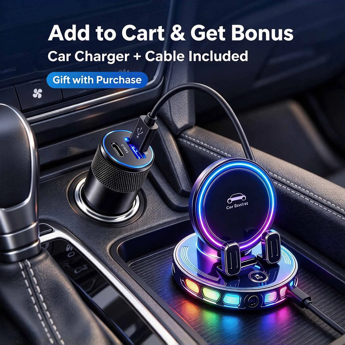15W Auto-Clamping Wireless Car Charger with RGB Lights