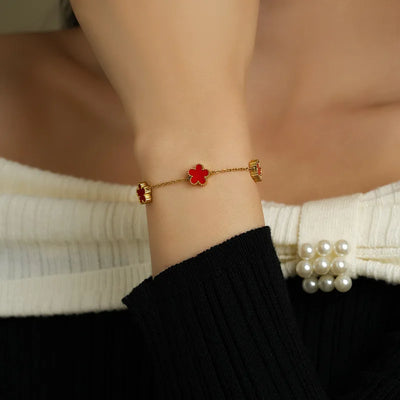 Five-Petal Clover Stainless Steel Bracelet