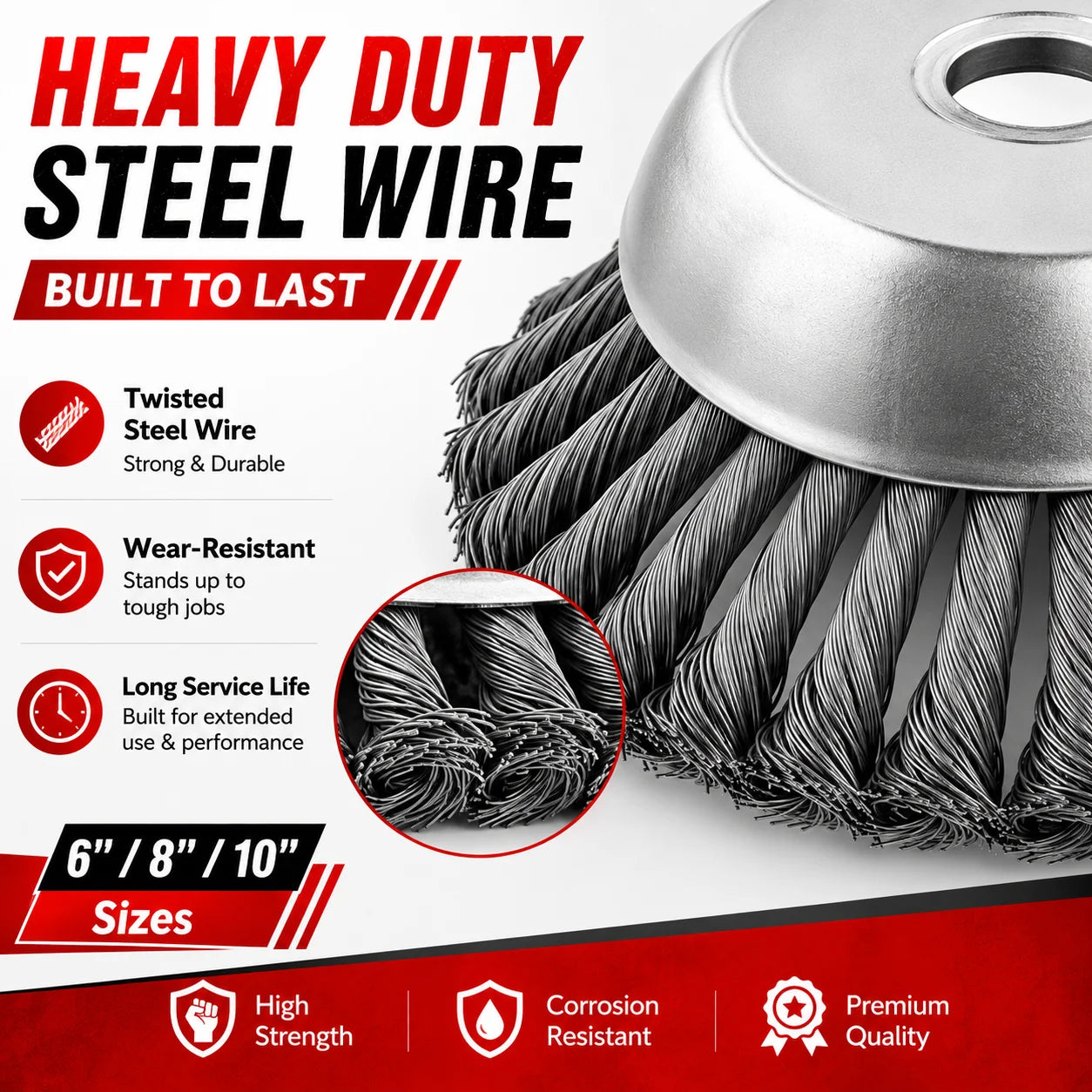 6/8/10 Inch Steel Wire Weed Trimmer Head