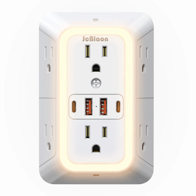 Outlet Extender with USB-C & Night Light