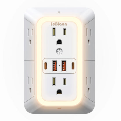 Outlet Extender with USB-C & Night Light