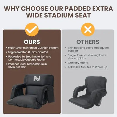 (2-Pack) 25" Heated Stadium Seats – Sofa-Style Comfort Anywhere