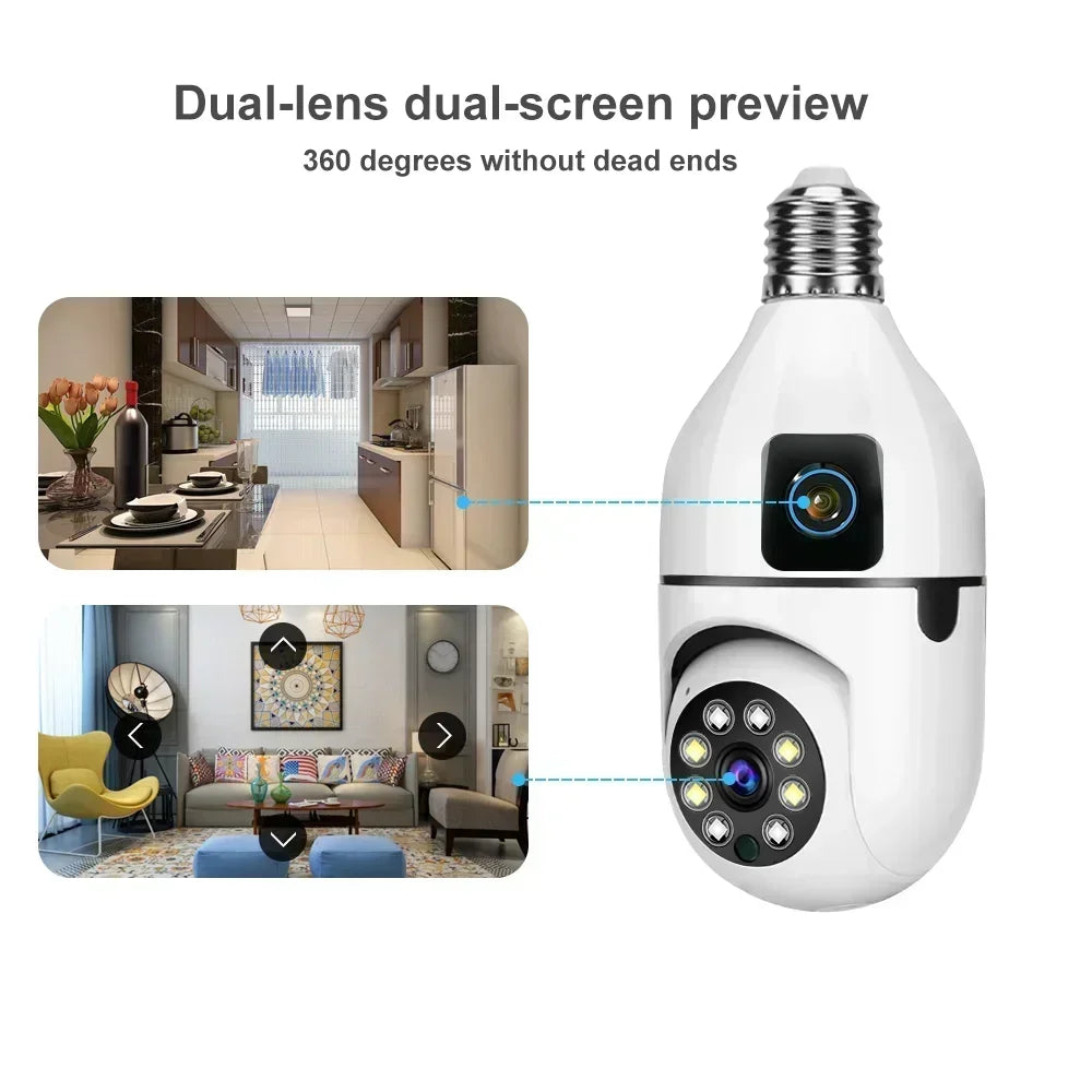 8MP Dual-Lens E27 WiFi Security Camera