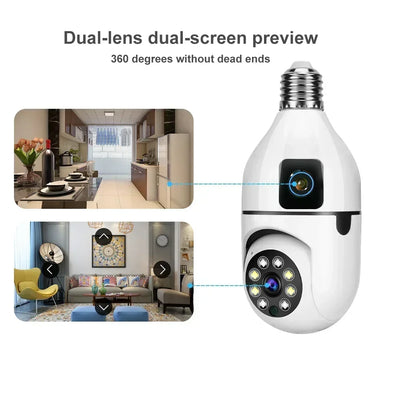 8MP Dual-Lens E27 WiFi Security Camera