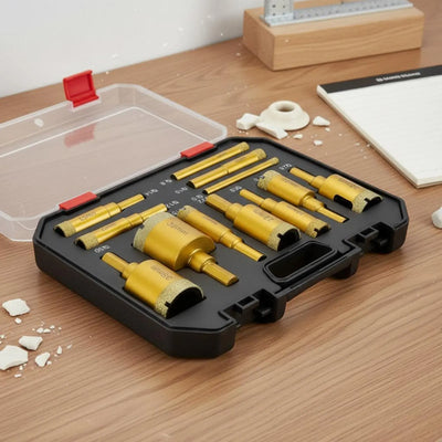 12-Piece Vacuum Brazed Diamond Hole Saw Drill Bit Set with Storage Case