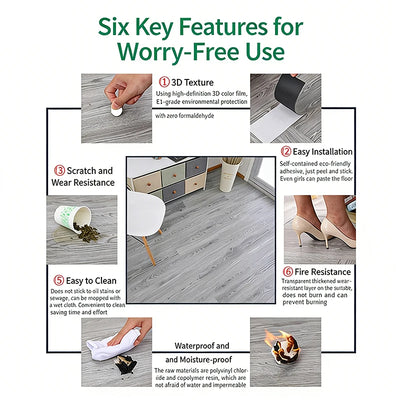 Self-Adhesive Floor Sticker 10Pcs 45X15Cm