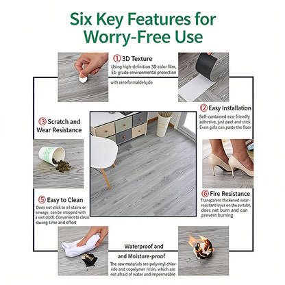 Self-Adhesive Floor Sticker 10Pcs 45X15Cm