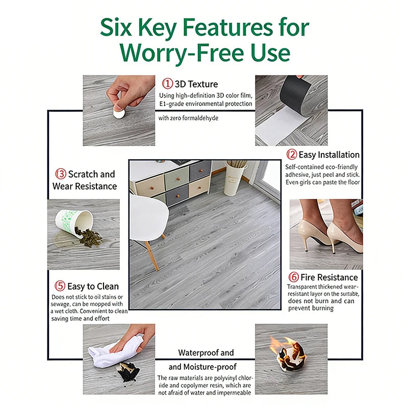 Self-Adhesive Floor Sticker 10Pcs 45X15Cm