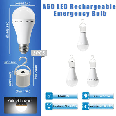 A60 E27 Rechargeable Emergency LED Bulbs