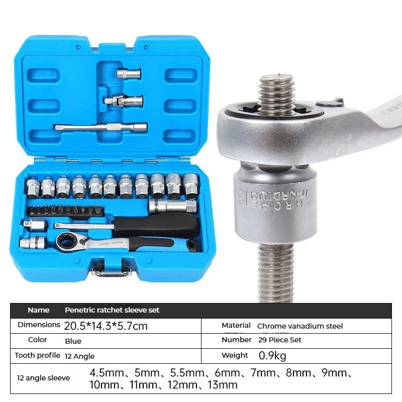 Pass-Through Ratchet Socket Wrench Set