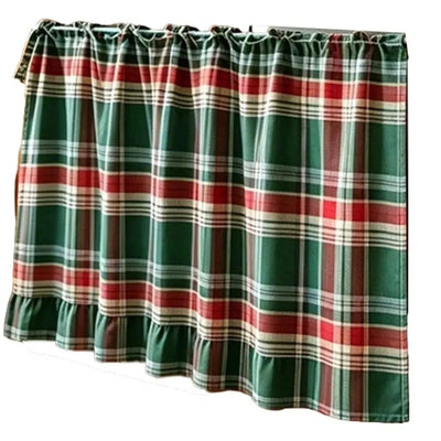 Farmhouse Plaid Kitchen Stove Cover with Ruffled Edges