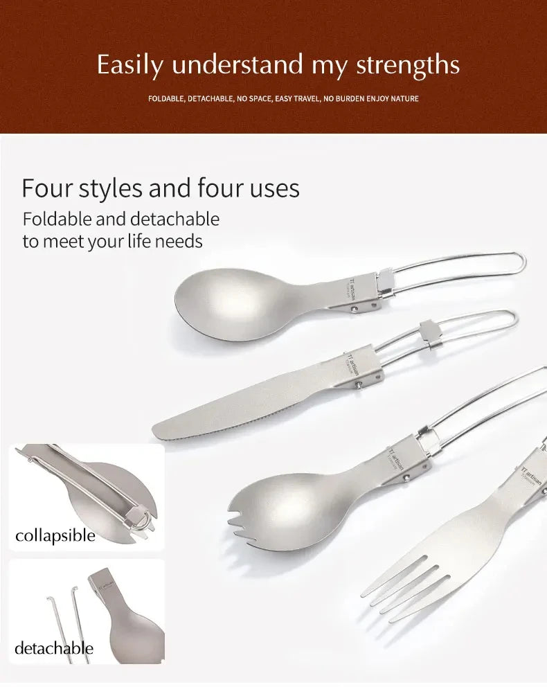 Titanium Foldable Cutlery Set