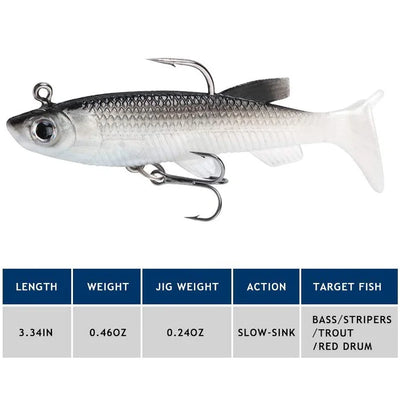 5PCS Soft Fishing Lure Kit 3.3in