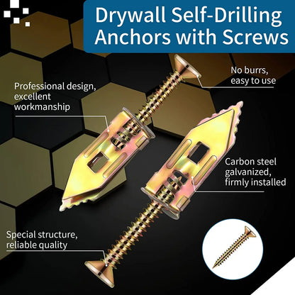 30/60/100Sets Self Drilling Drywall Anchors