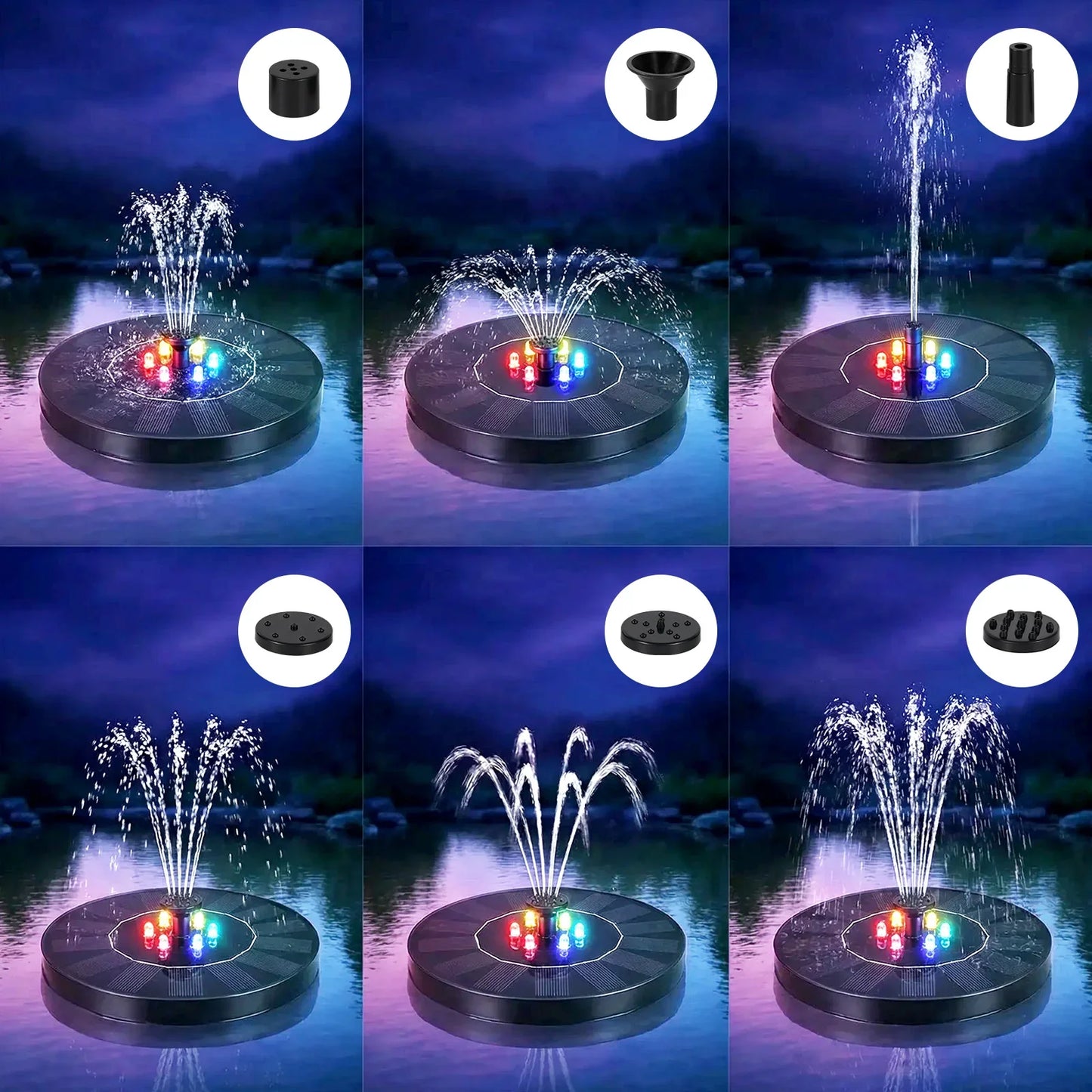 Solar Fountain Pump with LED Lights
