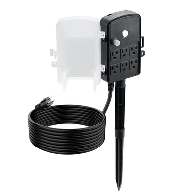 Weatherproof 6-Outlet Outdoor Power Stake (15 FT Cord)