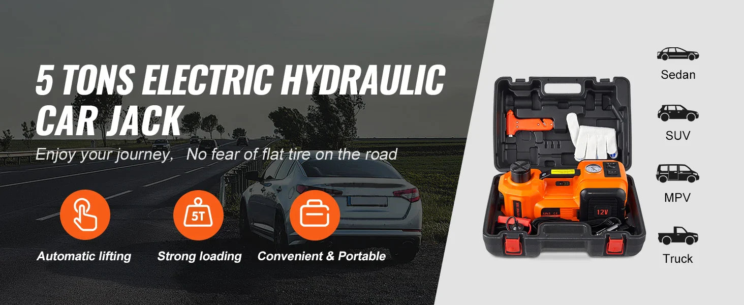 5-Ton Electric Hydraulic Car Jack Kit
