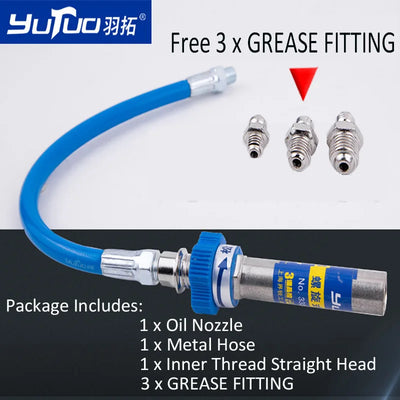 Quick-Release Locking Grease Gun Coupler with Flexible Hose