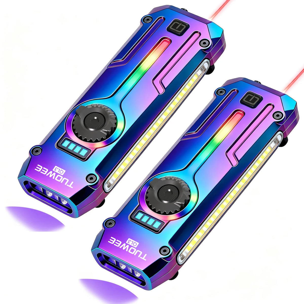 Rechargeable EDC Flashlight with UV, Laser & RGB Light