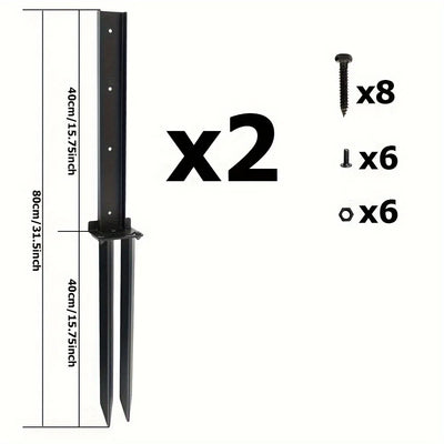 1/2 Pack Heavy-Duty Steel Fence Post Repair Kit with Ground Spike