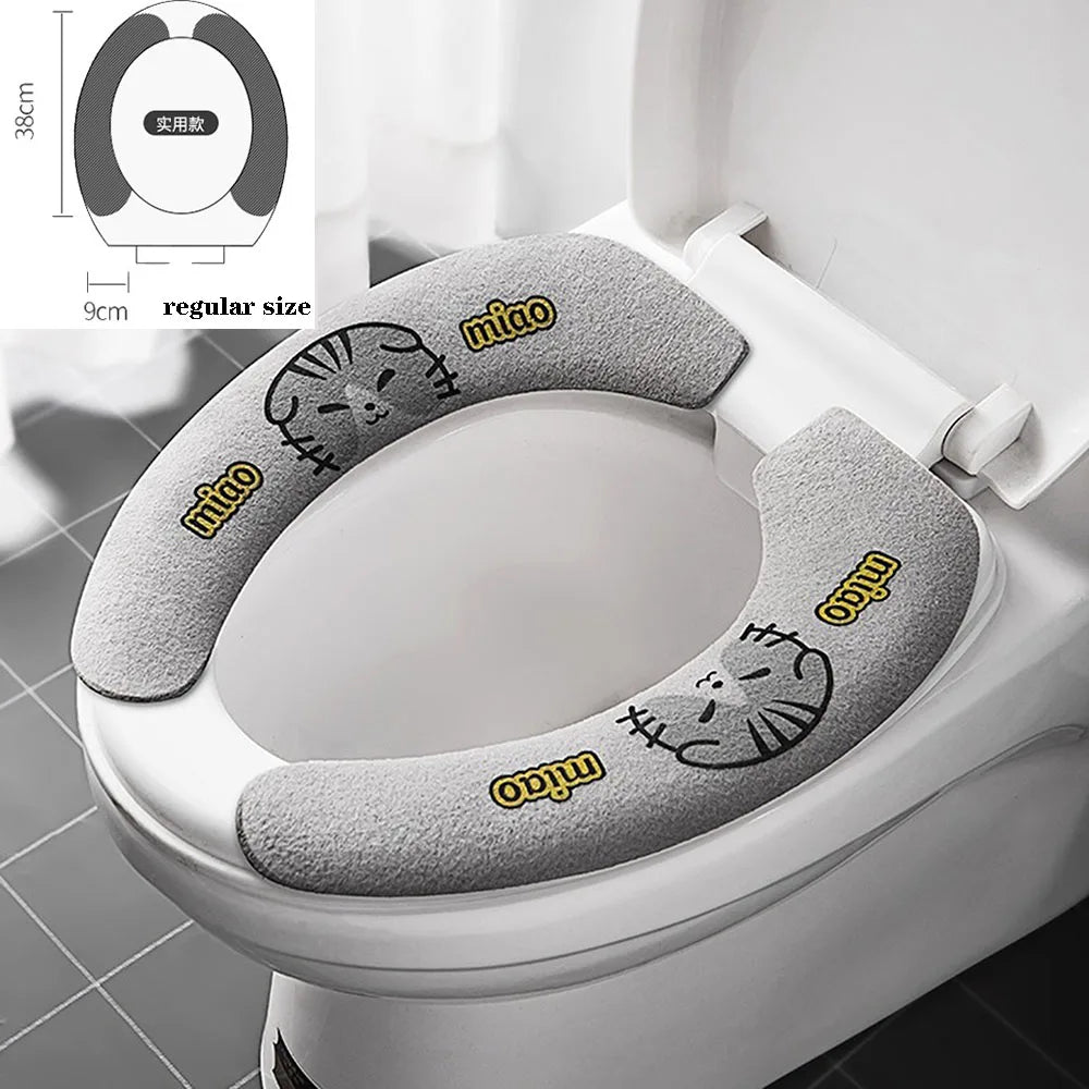 Soft Plush Toilet Seat Cover with Handle – Warm & Reusable