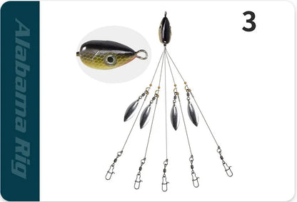 5-Arm Alabama Umbrella Rig Fishing Lure Set