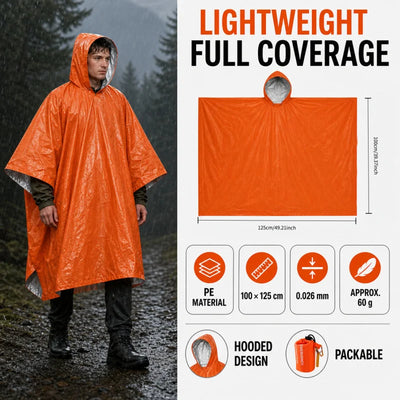 Emergency Rain Poncho Kit with Pouch