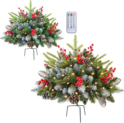 2-Pack Pre-Lit Christmas Urn Fillers with Remote Control