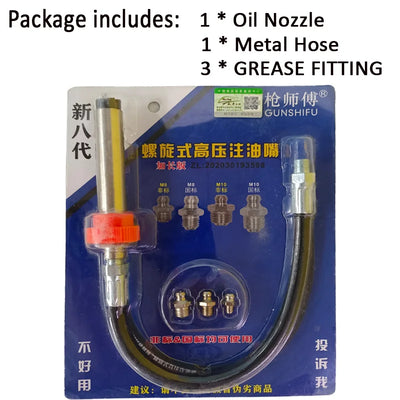 Quick-Release Locking Grease Gun Coupler with Flexible Hose