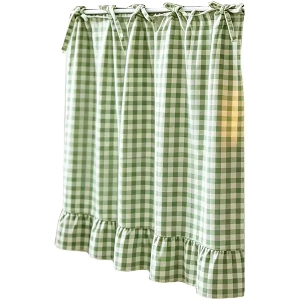 Farmhouse Plaid Kitchen Stove Cover with Ruffled Edges