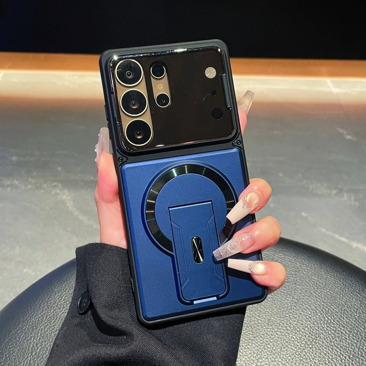 Camera Lens Cap & Magnetic Holder Phone Case for Samsung Galaxy Series