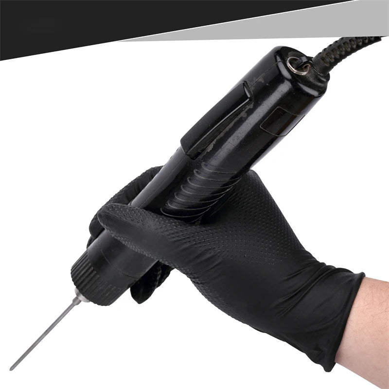 Heavy Duty Black Nitrile Gloves - Premium Quality