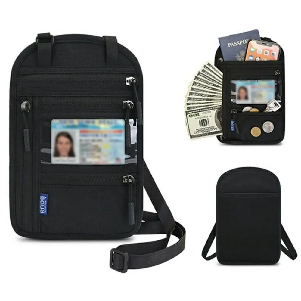 RFID Travel Neck Wallet Pouch