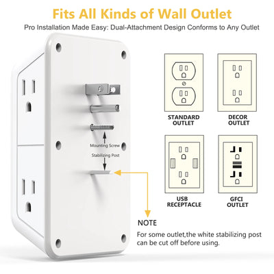 Outlet Extender with USB-C & Night Light