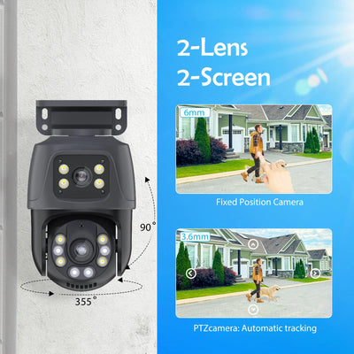 6MP Dual-Lens PTZ PoE Security Camera System