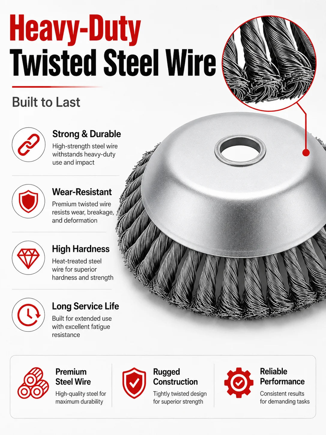 6/8/10 Inch Steel Wire Weed Trimmer Head