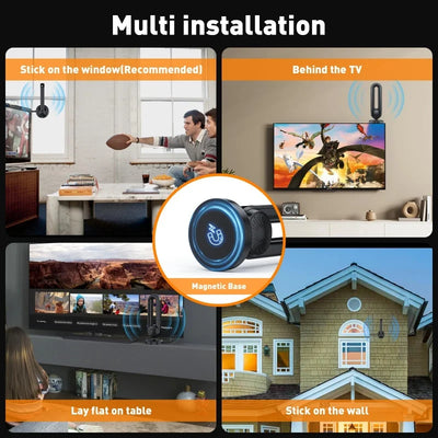 Indoor/Outdoor Digital HDTV Antenna with Signal Booster