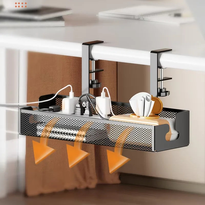 No-Drill Under Desk Cable Management Tray