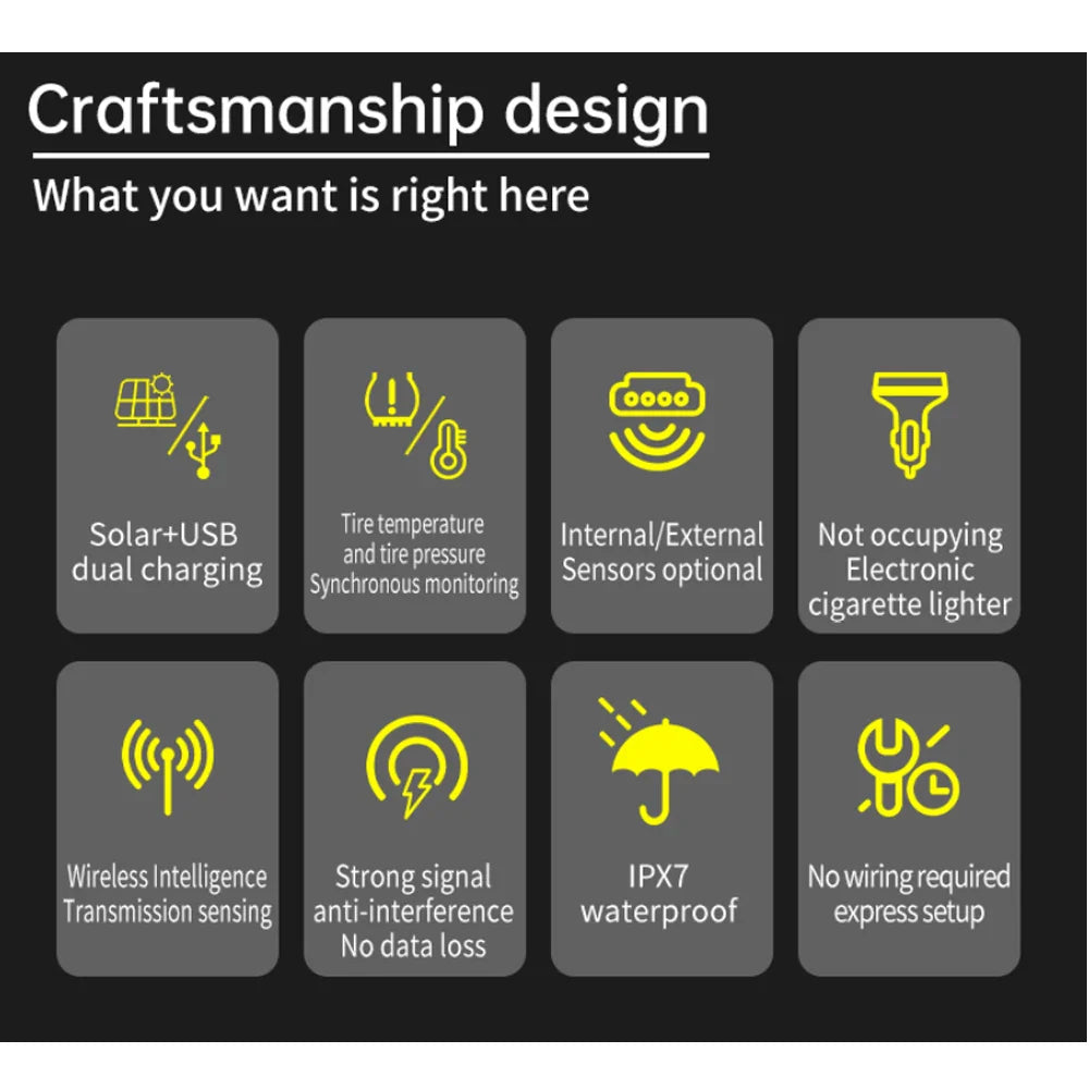 Solar TPMS Car Tire Pressure Sensors