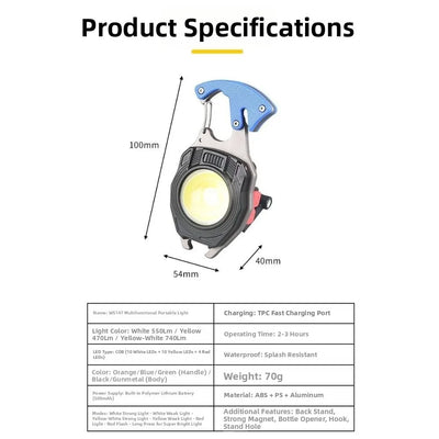 1600-Lumen COB Keychain Work Light & Multi-Tool